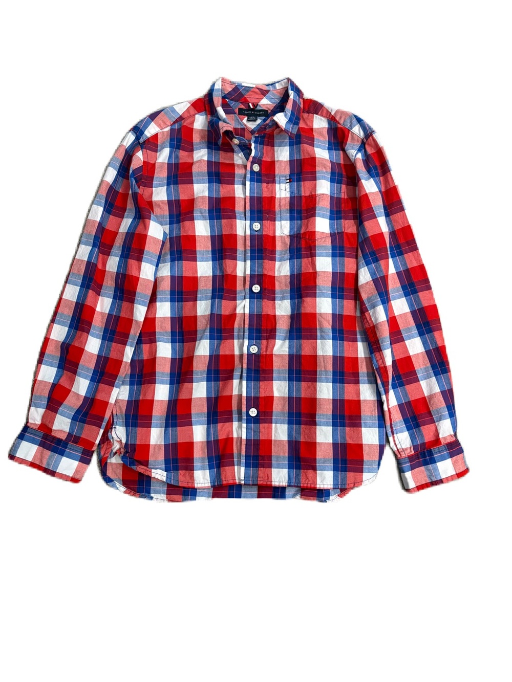 Tommy Hilfiger Kids Red & Blue Plaid Button-Up Shirt - Size L (12-14)